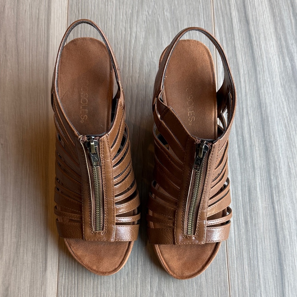 Aerosoles Women's Brown Wedge Sandals Size 8.5